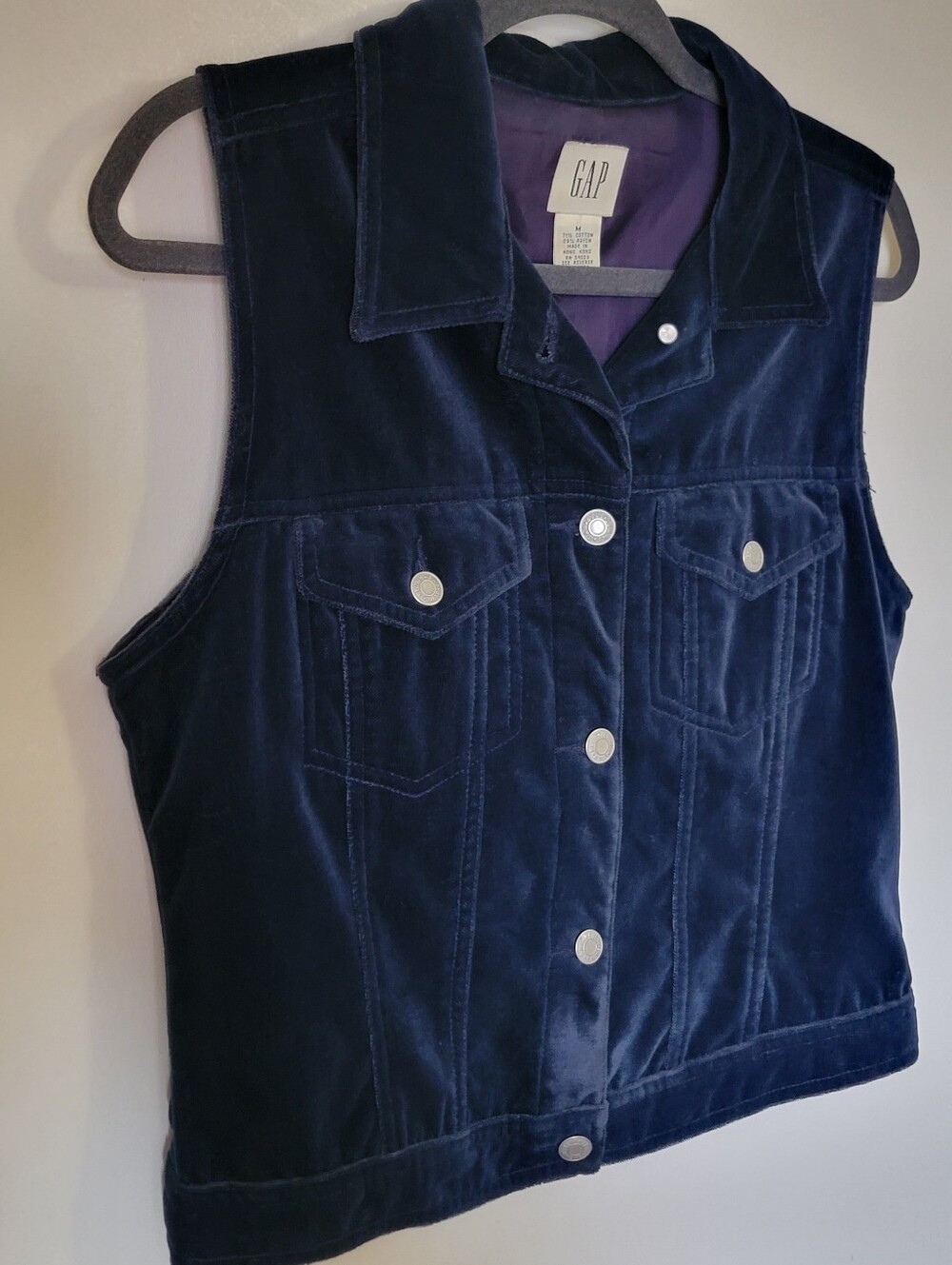 True Vintage 80's-90's Blue Velvet Feel GAP Truckers Vest SZ M